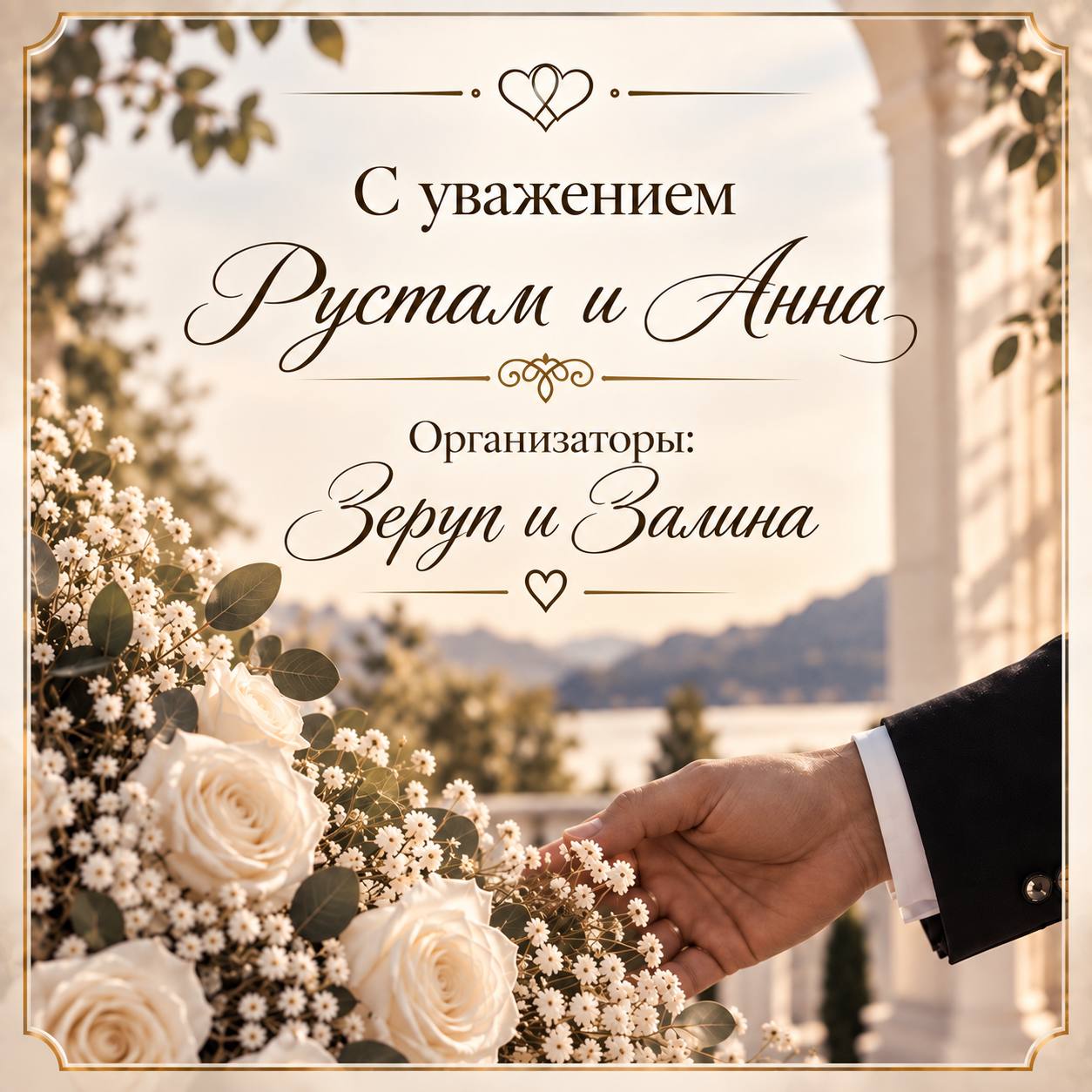 С уважением — Рустам и Анна. Организаторы: Зеруп и Залина